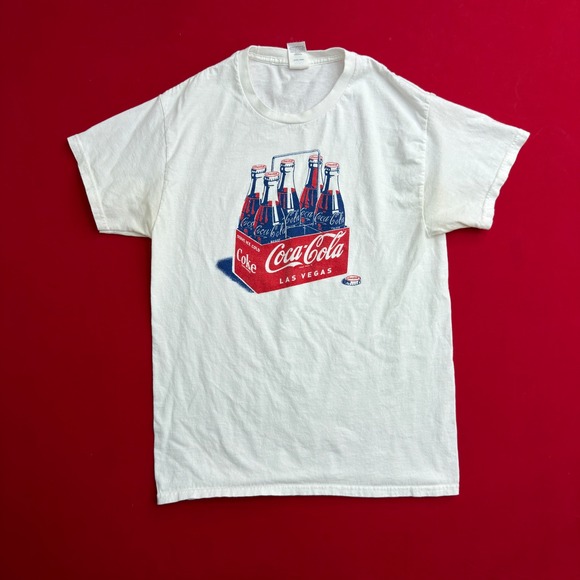 Hanes Other - Hanes Coca-Cola Las Vegas Graphic T-Shirt Mens Medium White Coke Bottles Vintage